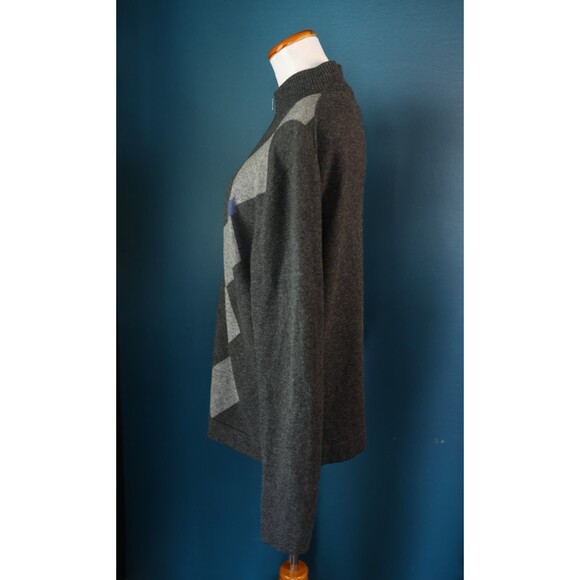 Glen Lyon Men's 100% Cashmere Full Zip Gray Sweater Argyle Large Preppy - Picture 4 of 10
